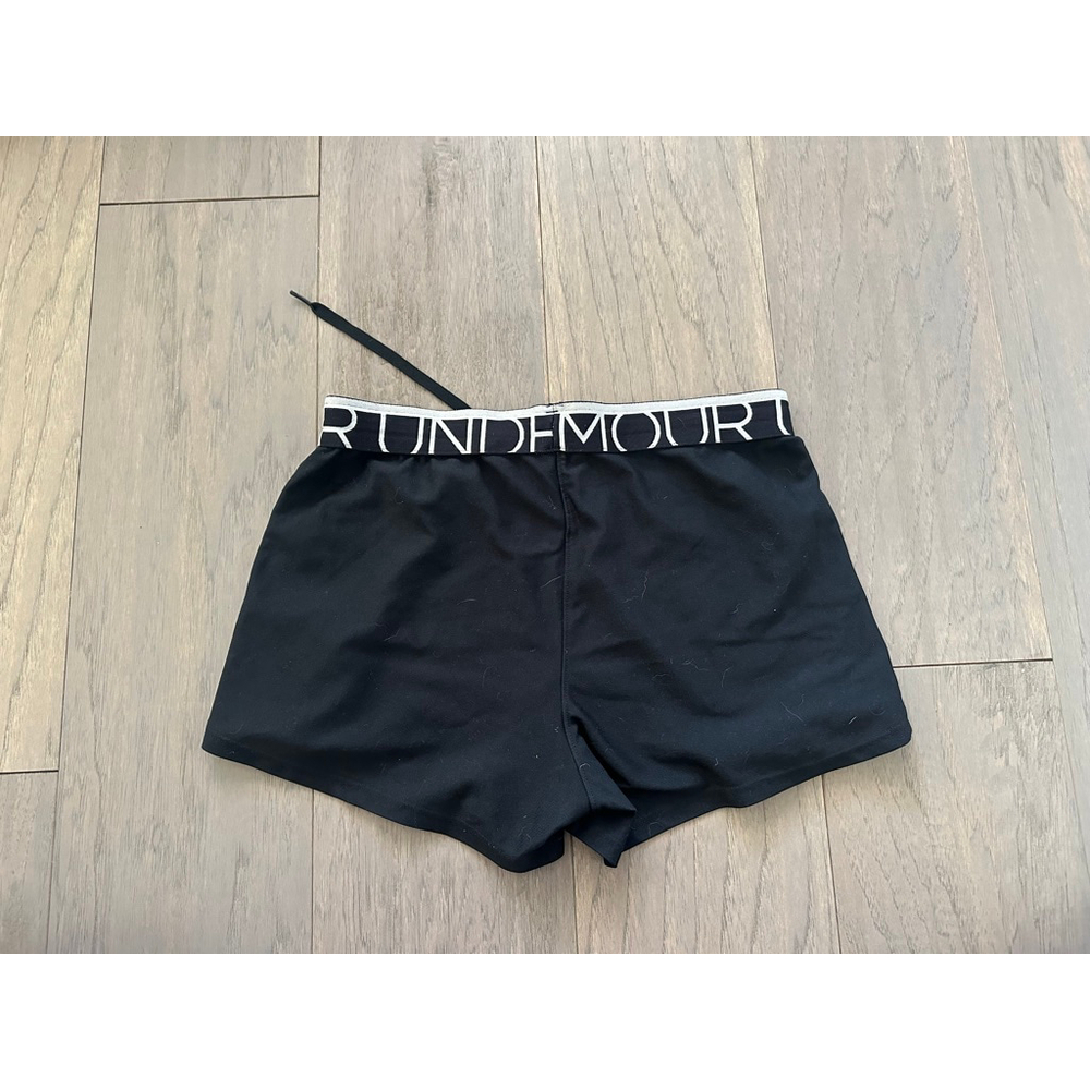 Under Armour Black Athletic Shorts White Logo Size Small - Picture 2 of 5